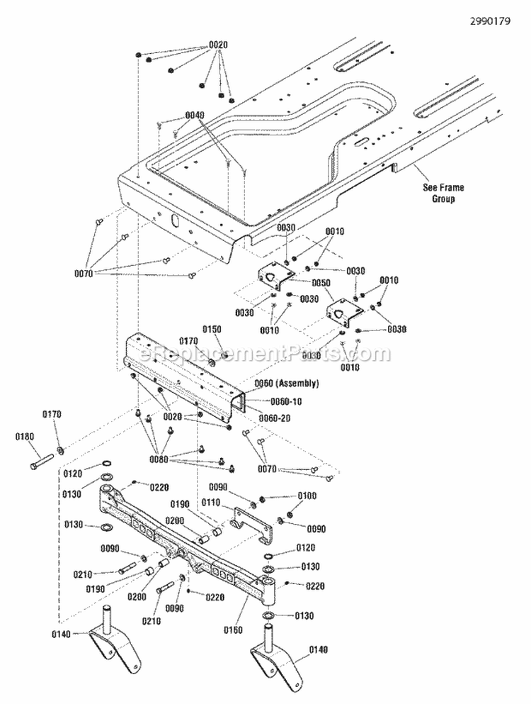 Front Axle Group (2990179) Diagram and Parts List for 2691039-00  Simplicity Lawn Tractor