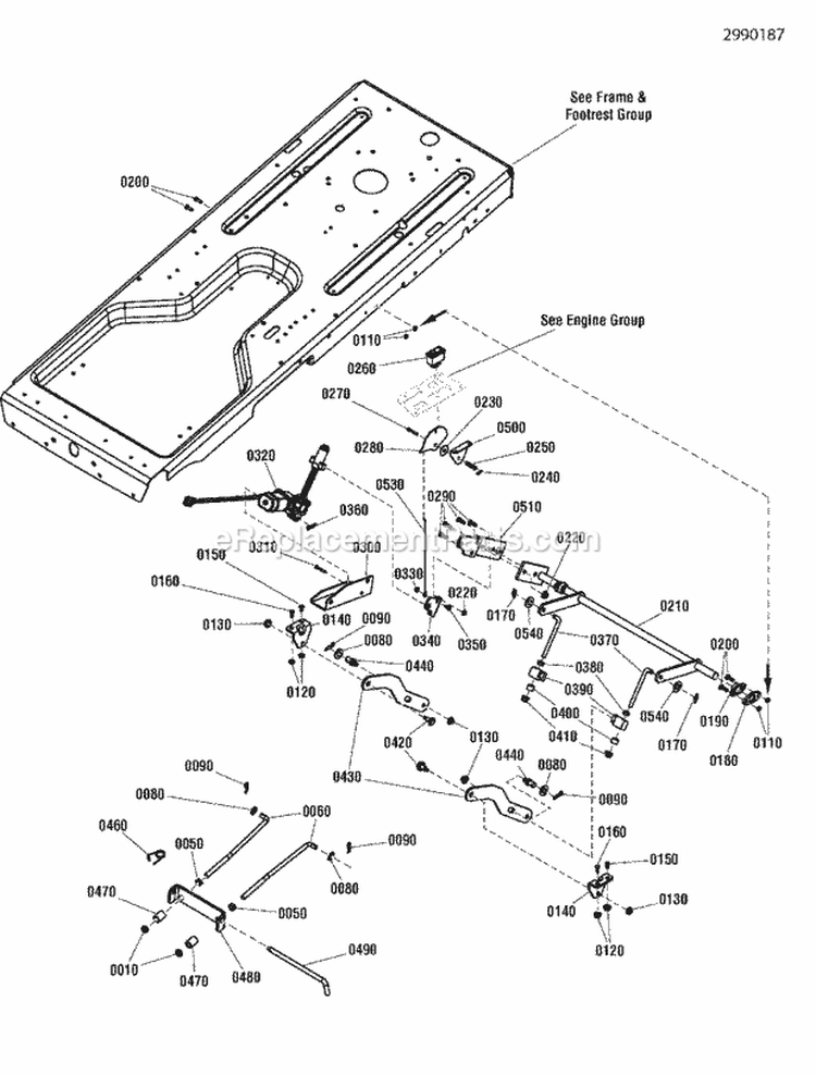 Lift Group Ehoc Roller (2990187) Diagram and Parts List for 2691039-00  Simplicity Lawn Tractor