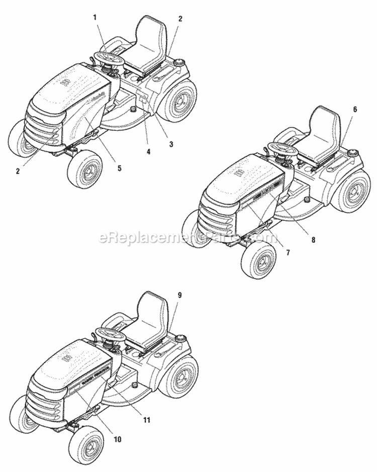Decals Group - Brand  Model (B987475 987476 987477 987494 987495 987497 987498 990381) Diagram and Parts List for 2691057-00  Simplicity Lawn Tractor