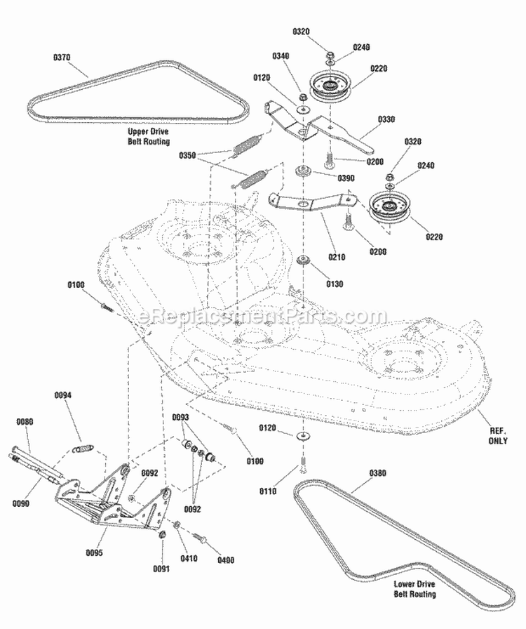 46  52 Mower Deck - Clutch  Support Group (988067 988329) Diagram and Parts List for 2690814  Simplicity Lawn Tractor