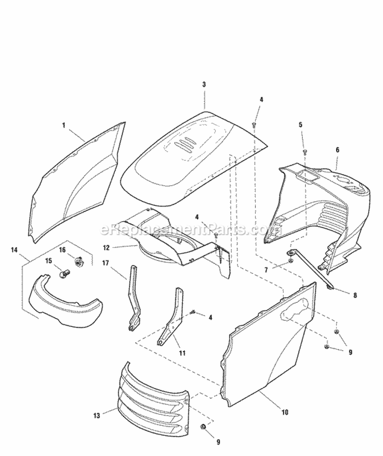 Hood Grille  Dash Group (986608 989136 990358) Diagram and Parts List for 2690950  Simplicity Lawn Tractor