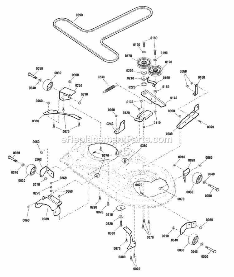 42 Mower Deck - Clutch  Support Group (2990162) Diagram and Parts List for 2691036-00  Simplicity Lawn Tractor