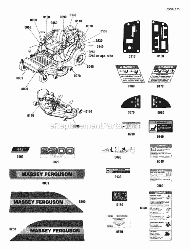 Decal Group (2990379) Diagram and Parts List for 2691098-00  Simplicity Lawn Tractor