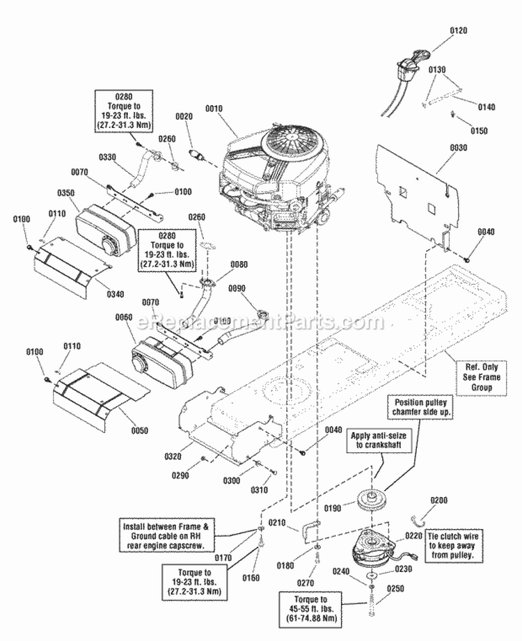Engine Group - 195Hp 20Hp 21Hp  22Hp Briggs  Stratton (2990034 2989533 2989475) Diagram and Parts List for 2690967-01  Simplicity Lawn Tractor
