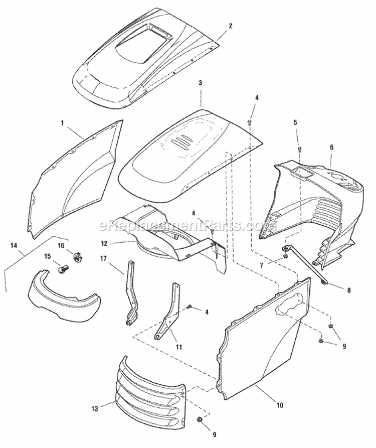 Hood Grille  Dash Group (986608 986609 986610 987167 987168 987169 989136 990098 Diagram and Parts List for 1694625  Simplicity Lawn Tractor