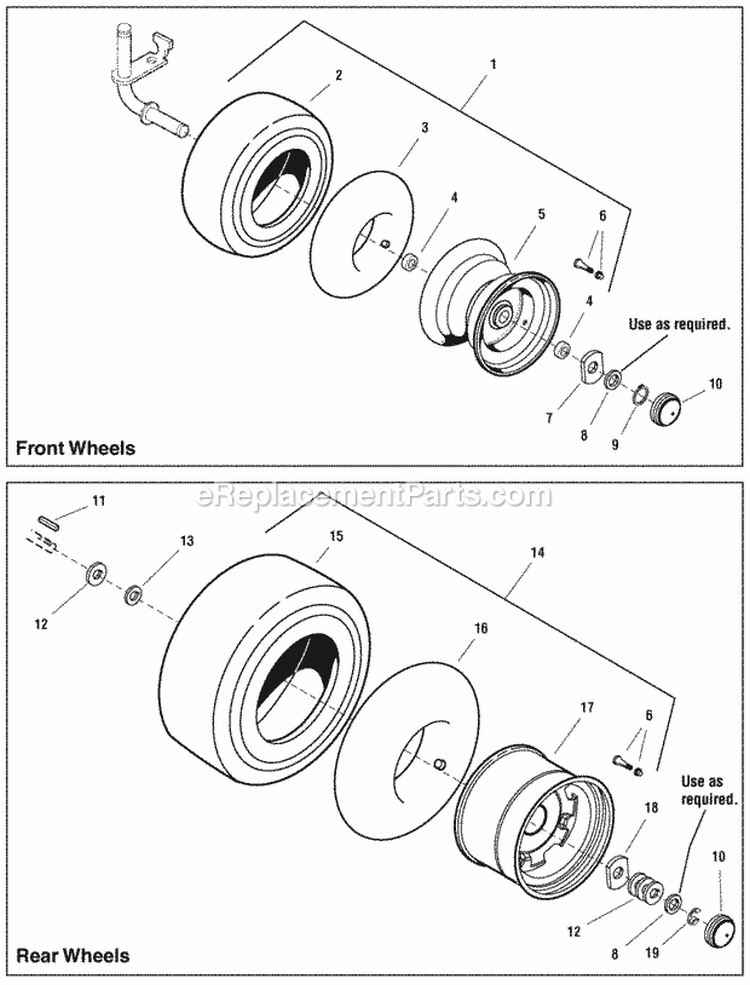 Wheels  Tires Group (W986614 986615 986618 986621 986669 986774 986852 986903 986905 986983 987205 987684 987685 988407 988590 988853 989121) Diagram and Parts List for 1694632  Simplicity Lawn Tractor