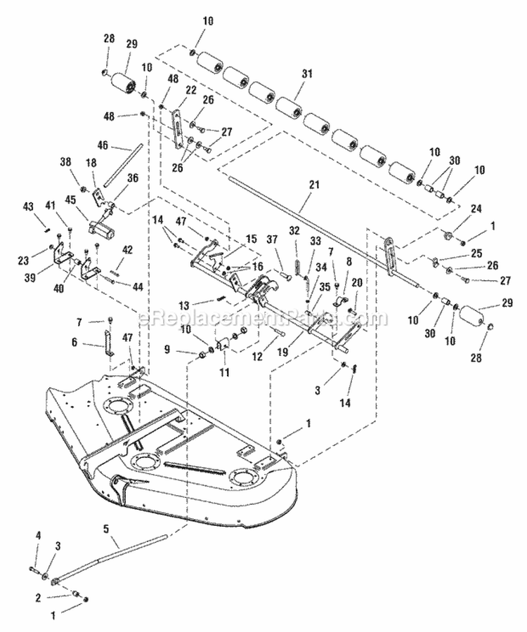 50 Mower Deck - Electric Height Adjustment  Roller Group (2987880) Diagram and Parts List for 2691112-00  Simplicity Lawn Tractor