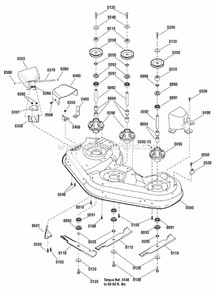 46 Mower Deck - Housing Arbors  Blades (2988842) Diagram and Parts List for 2690968  Simplicity Lawn Tractor