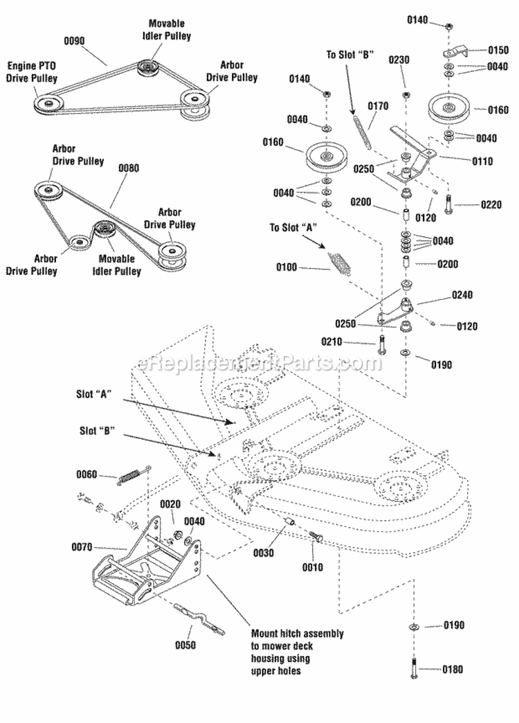 50 Mower Deck - Clutch  Support Group (2984271A) Diagram and Parts List for 2691124-00  Simplicity Lawn Tractor