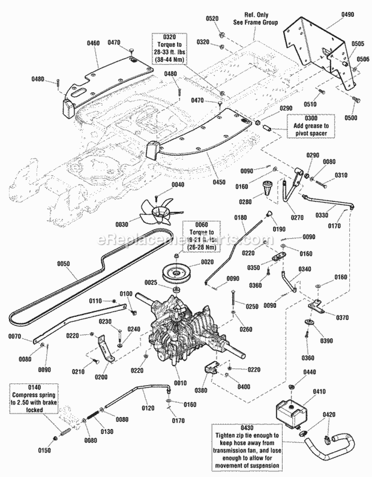 Transmission Group - Tuff Torq K66Ap (2990886) Diagram and Parts List for 2691128-00  Simplicity Lawn Tractor