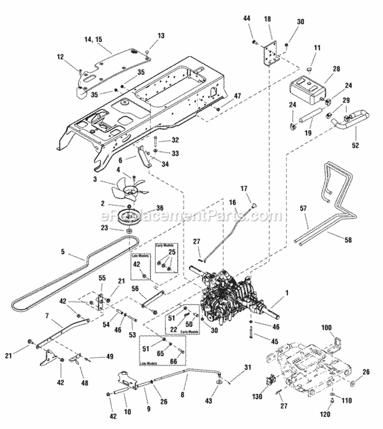 Transmission Group - 4Wd (2991024) Diagram and Parts List for 2691130-00  Simplicity Lawn Tractor