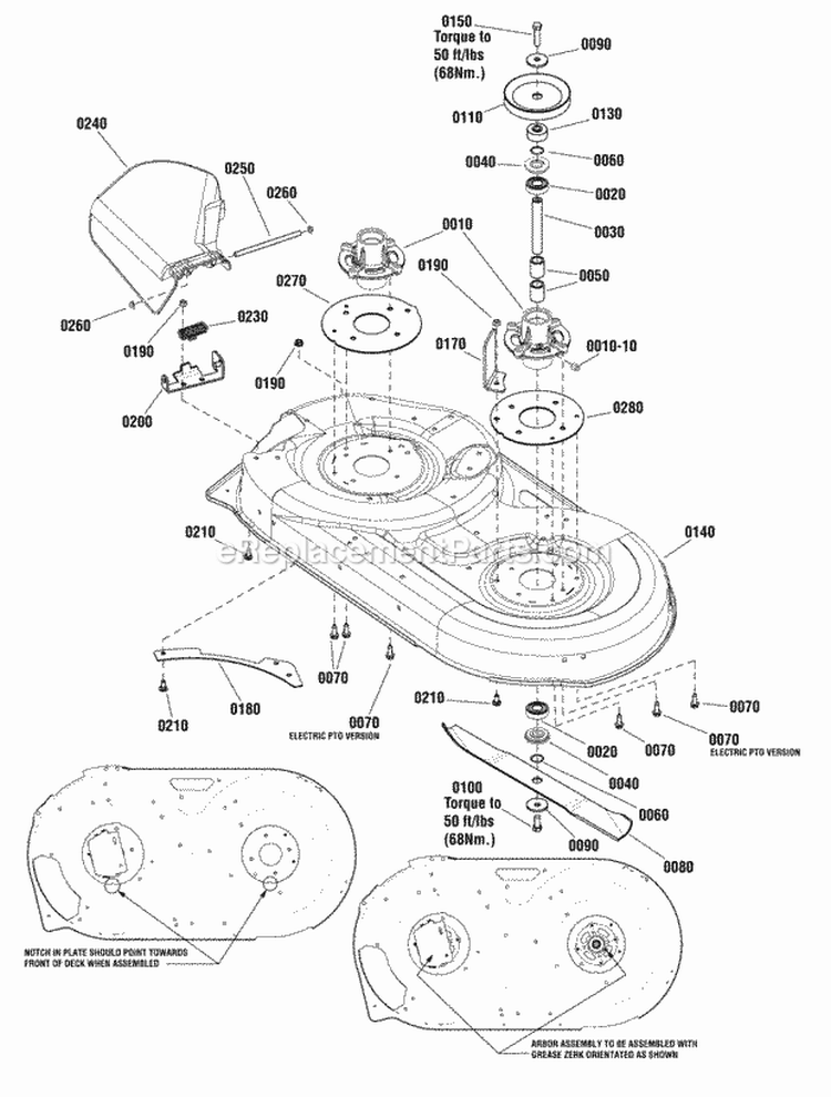 42 Mower Deck - Housing Arbor  Blades Group (2990037) Diagram and Parts List for 2691011-00  Simplicity Lawn Tractor