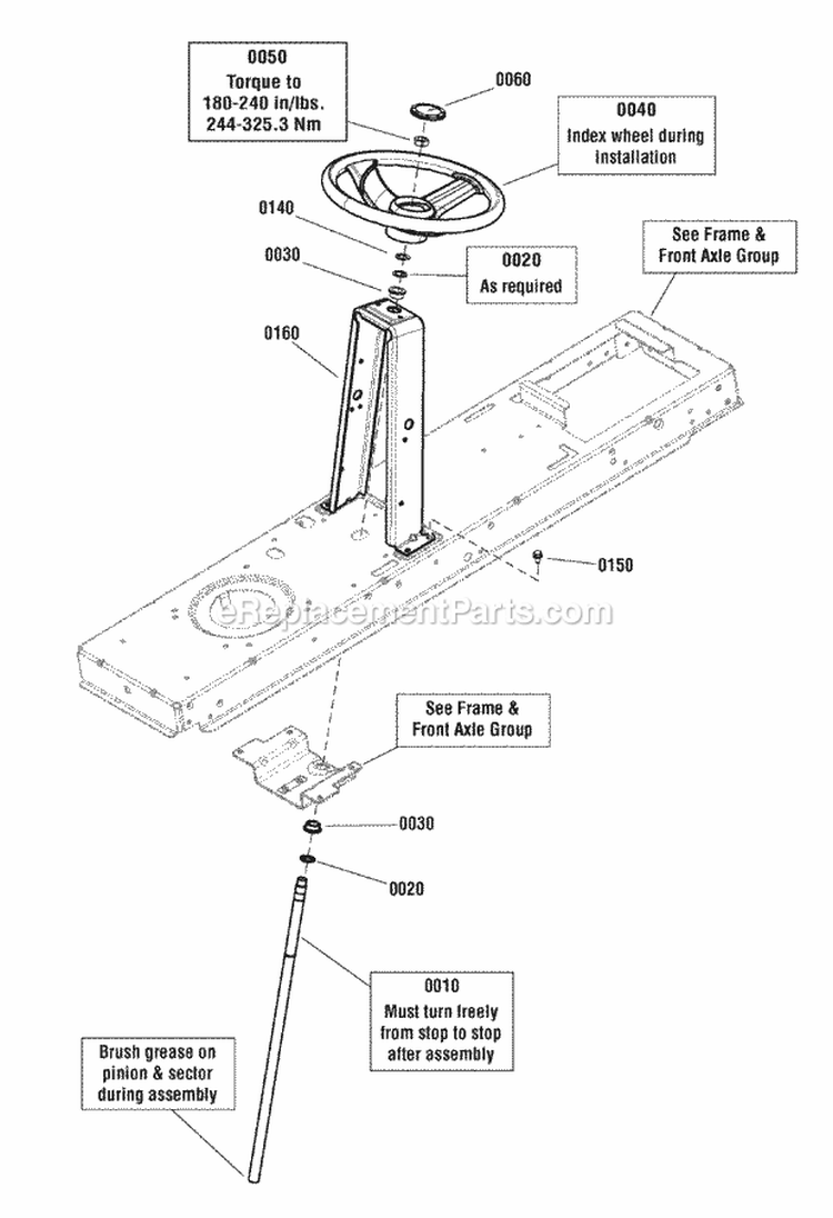Steering Group (2990136 2986843) Diagram and Parts List for 2691132-00  Simplicity Lawn Tractor
