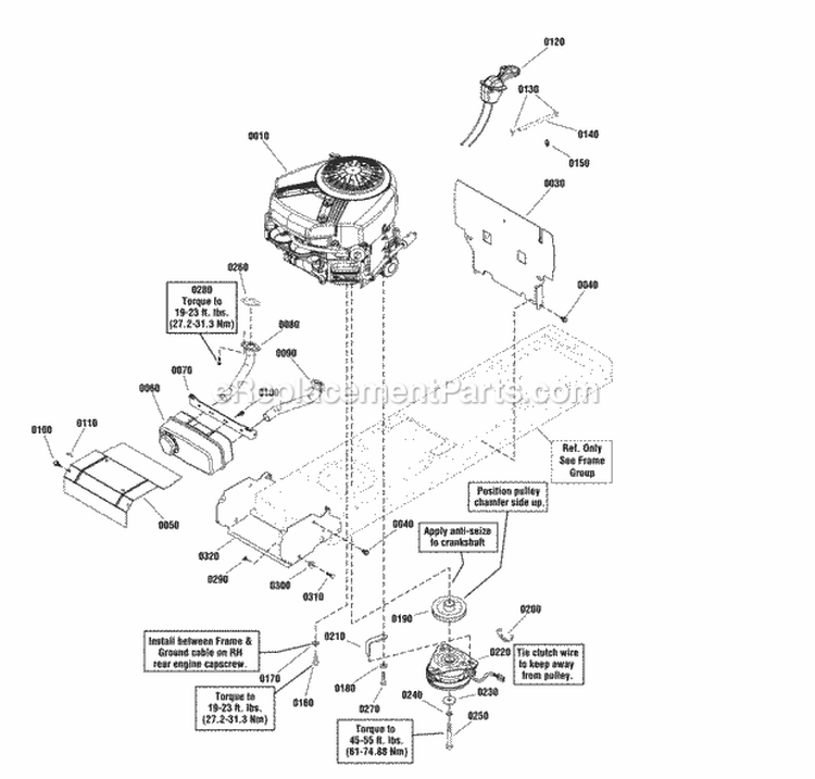 Engine Group - 20Hp 23Hp  26Hp Briggs  Stratton (2990135) Diagram and Parts List for 2691132-00  Simplicity Lawn Tractor