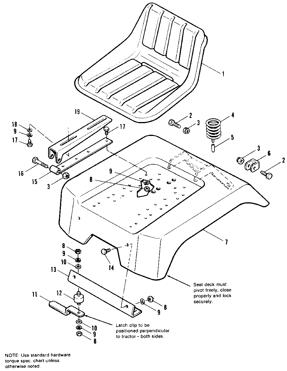 Seat And Deck Group Diagram and Parts List for 7790H 1690890 Simplicity Lawn Tractor