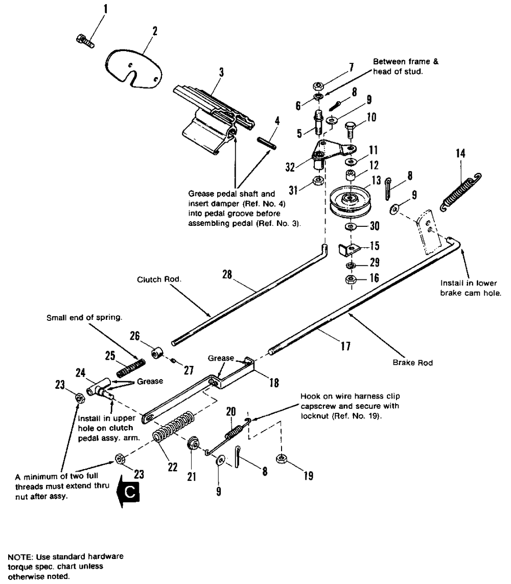 Brake And Clutch Group Diagram and Parts List for 5116 1690684 Simplicity Lawn Tractor