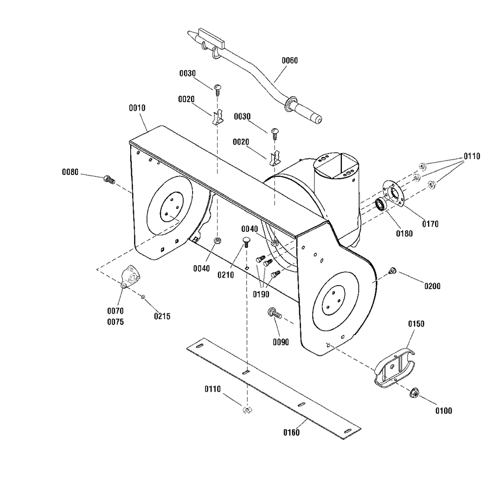 Auger Housing Group Diagram and Parts List for H924RX 1695840 Simplicity Snow Blower
