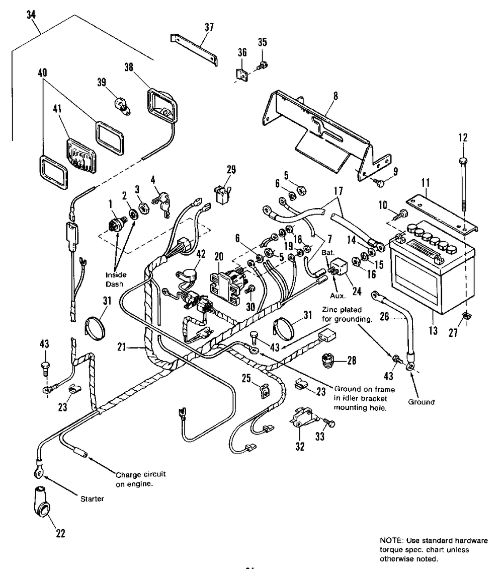 Electrical Group Diagram and Parts List for 4212G 1691324 Simplicity Lawn Tractor