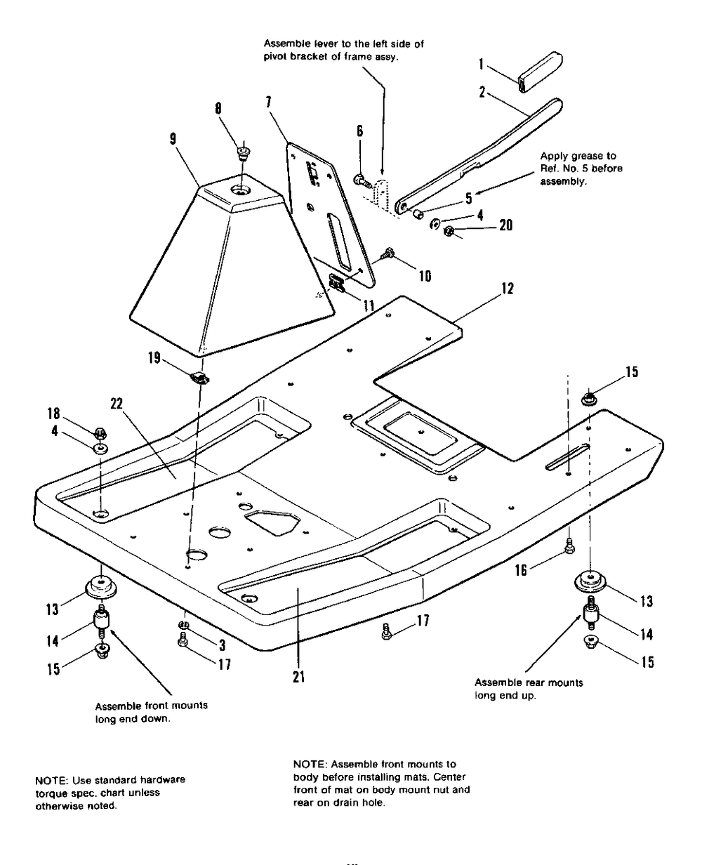 Seat Deck Group Diagram and Parts List for 3110 1690566 Simplicity Lawn Tractor