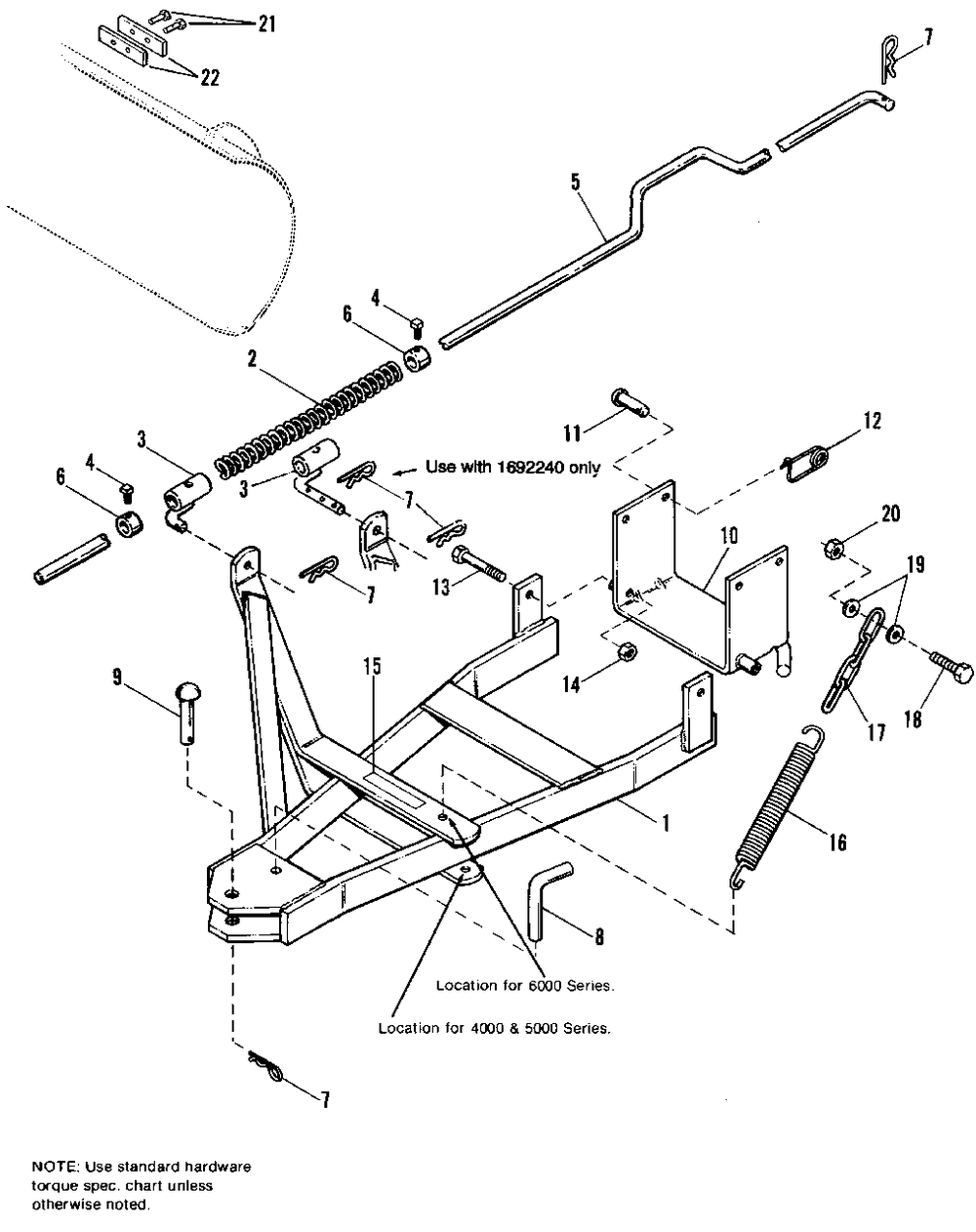 42-Inch Snow Plow And Dozer Blade Hitch Group Diagram and Parts List for 1692240  Simplicity Lawn Tractor Accessories