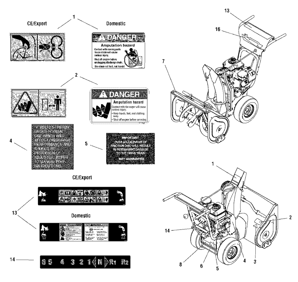Decals Group Diagram and Parts List for 924I 1695302 Simplicity Snow Blower