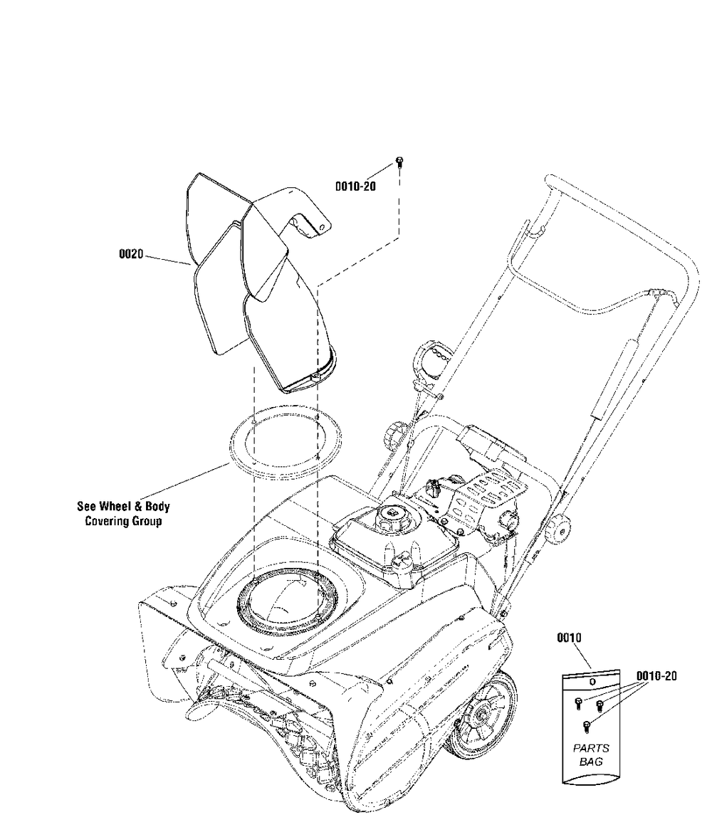 Chute Group - Electric Diagram and Parts List for 1222EE 1696755-00 Simplicity Snow Blower