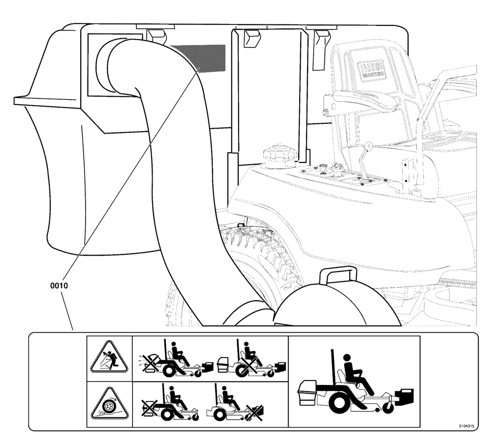 Decal Group - Hard Top Collection System Diagram and Parts List for 5600778  Simplicity Lawn Tractor Accessories