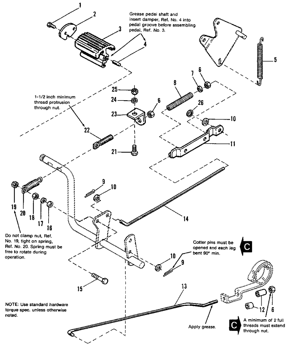 Brake And Clutch Group Diagram and Parts List for 6211 1690682 Simplicity Lawn Tractor