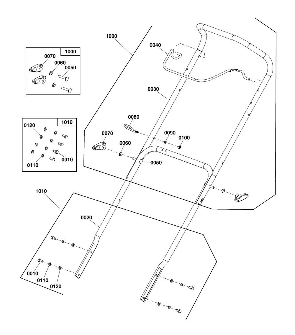 Handles And Controls Group Diagram and Parts List for 1022EE (1697295-00)(2020) Simplicity Snow Blower