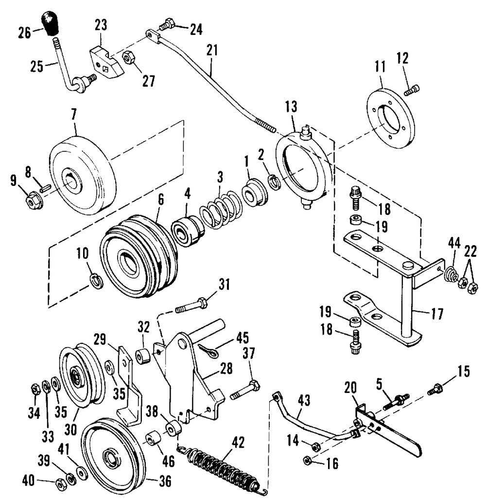 Power Take-Off Diagram and Parts List for 3410 990755 Simplicity Lawn Tractor
