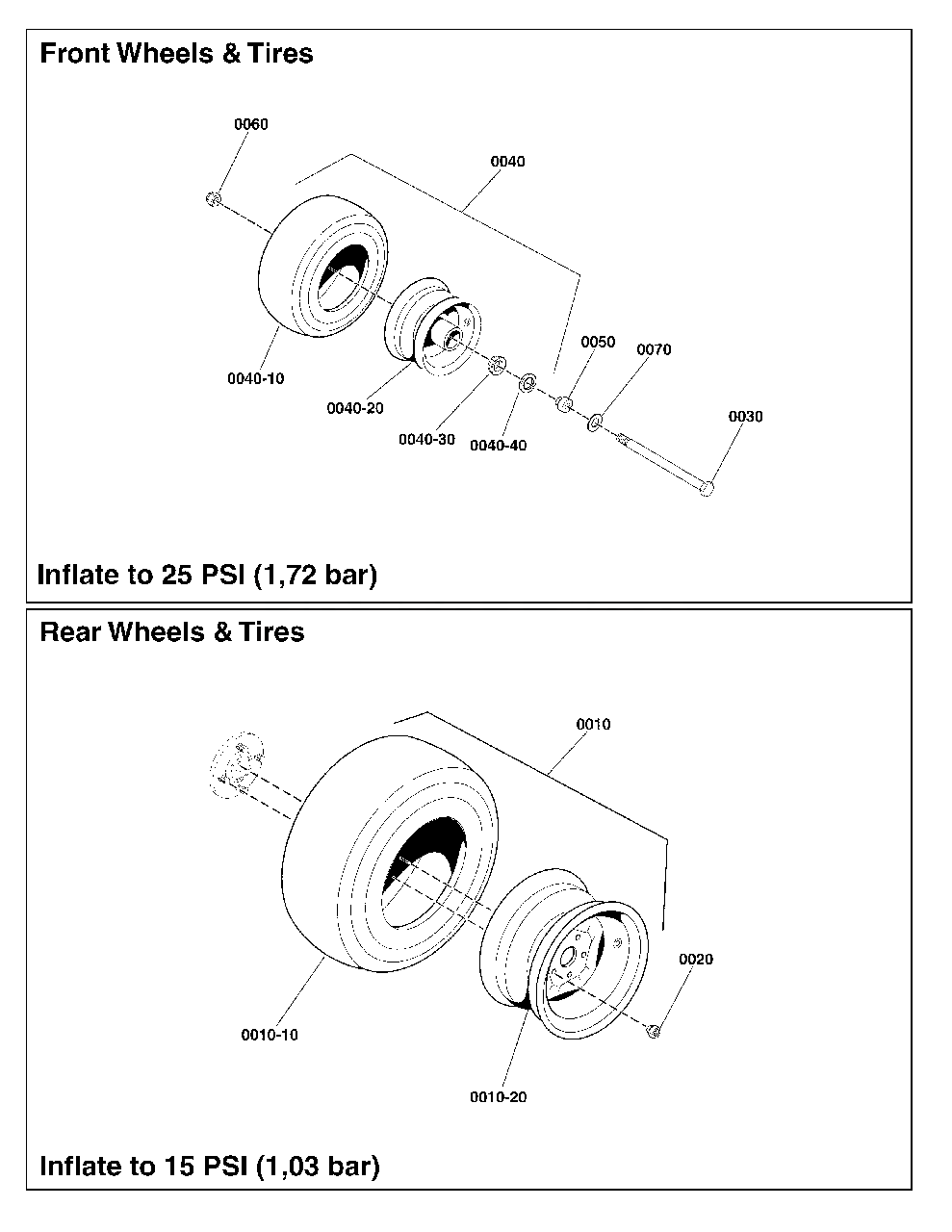 Wheel And Tire Group Diagram and Parts List for 5901744  Simplicity Lawn Tractor