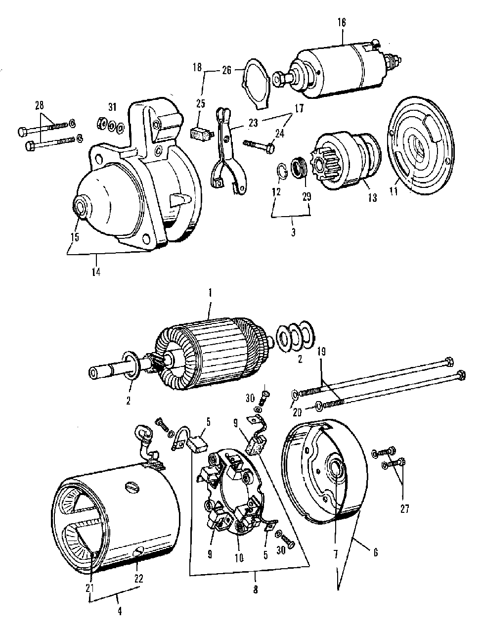 Engine Electrical System - Starting Motor Group (3486i27) Diagram and Parts List for 9528 2097173 Simplicity Lawn Tractor