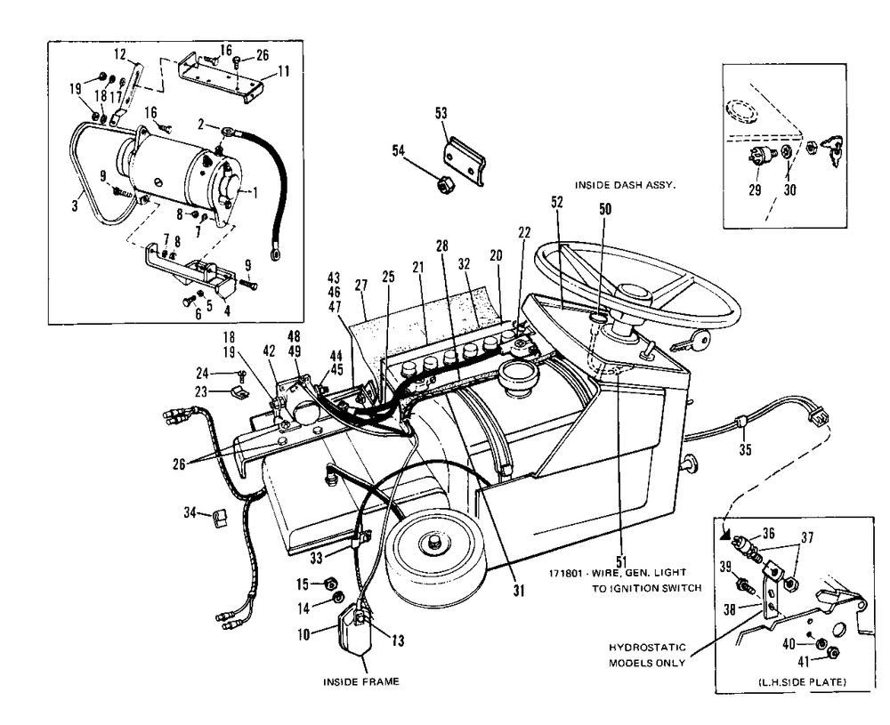 Electric Starter-Generator System Diagram and Parts List for 3410H 990757 Simplicity Lawn Tractor