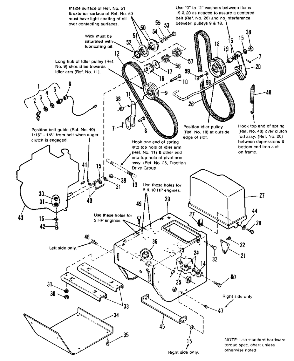 Engine And Frame Group Diagram and Parts List for 1080M 1691371 Simplicity Snow Blower