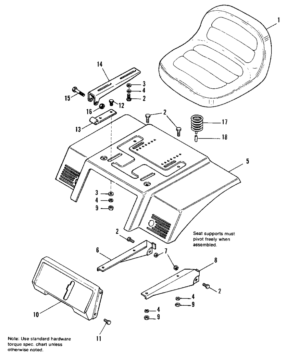 Seat And Deck Group - 1690912 Diagram and Parts List for 4211H 1690913 Simplicity Lawn Tractor
