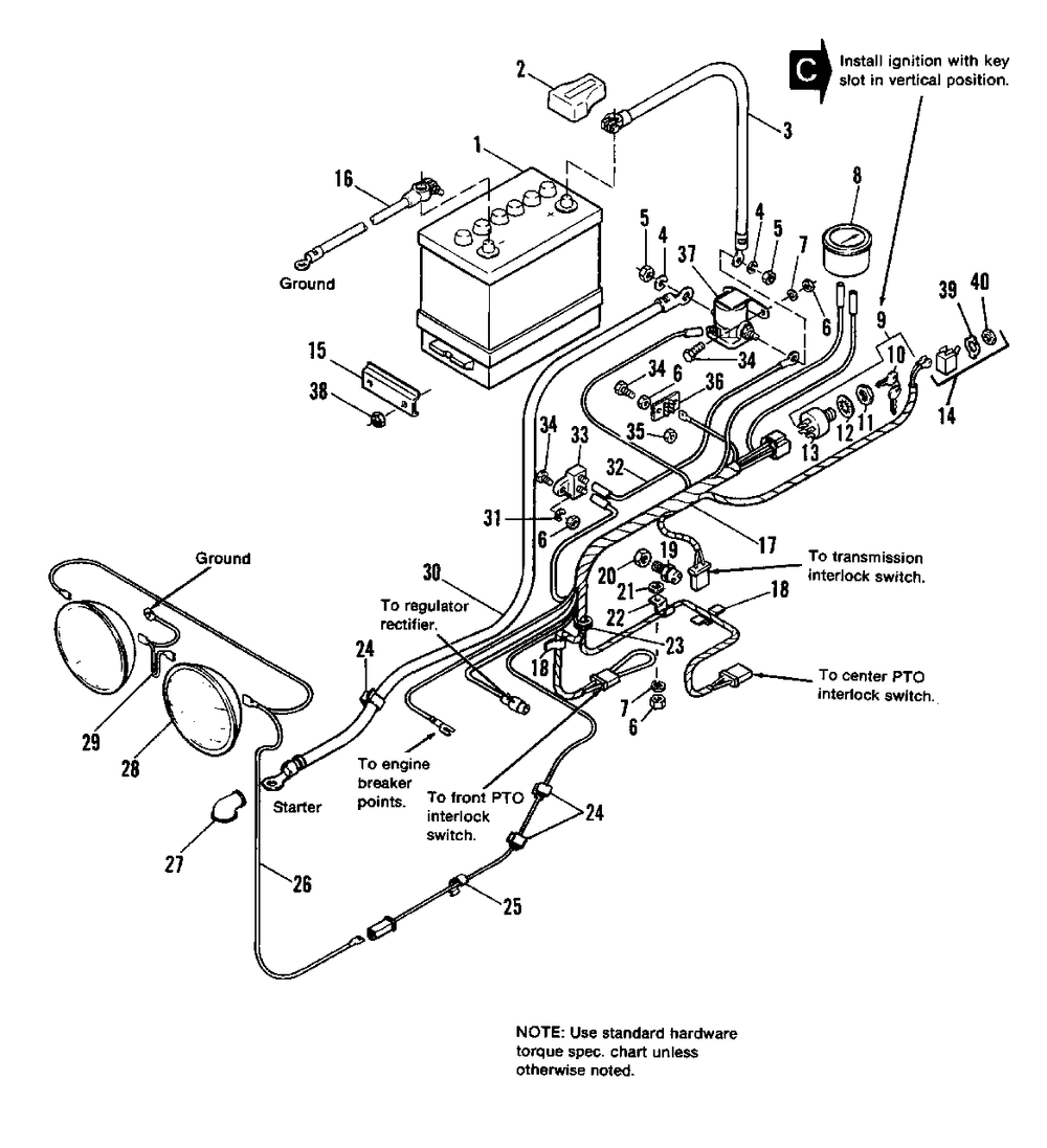 Electrical Group - 7116 Early Models Diagram and Parts List for 7116H 1690578 Simplicity Lawn Tractor