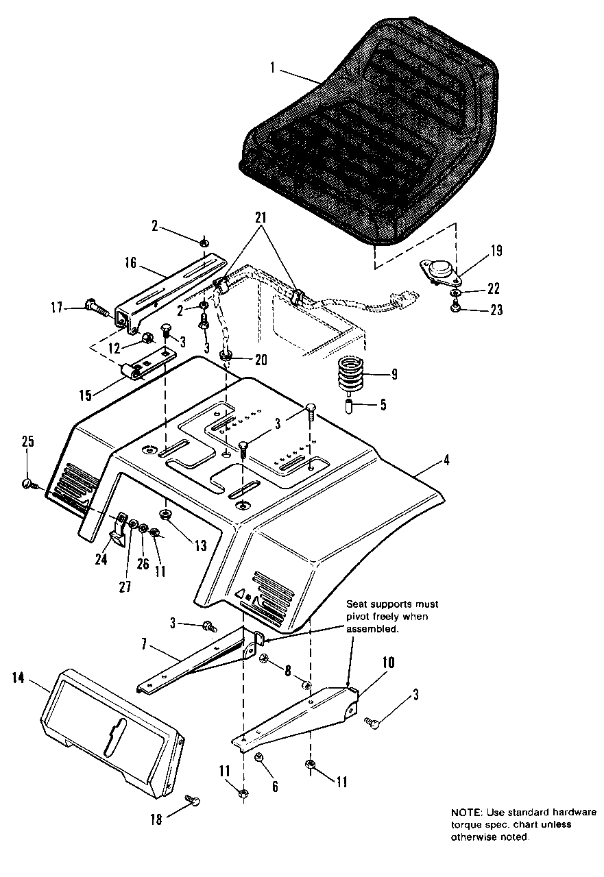 Seat And Deck Group Diagram and Parts List for 4212H 1691931 Simplicity Lawn Tractor