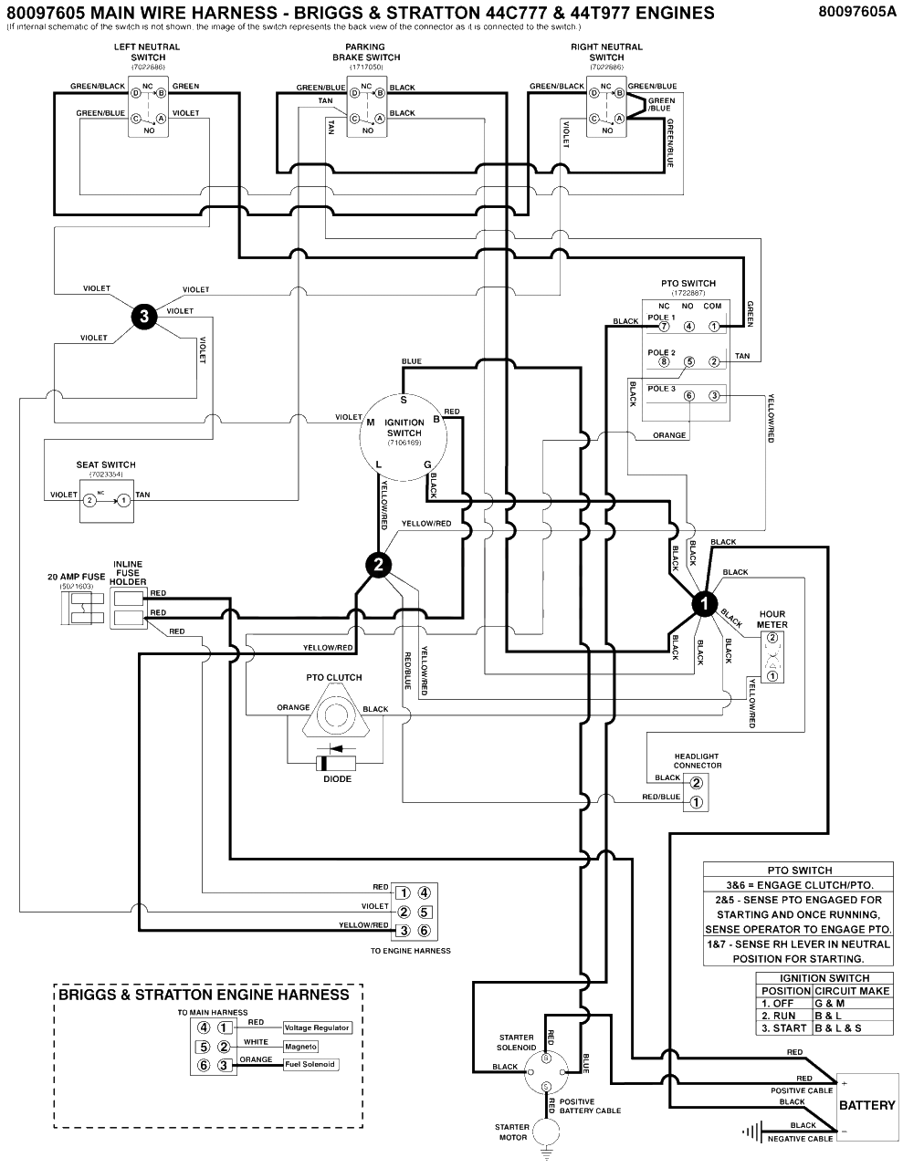 Electrical Schematic - Cranking Circuit - B&s 44c777 And 44t977 Diagram and Parts List for 2691815-01  Simplicity Lawn Tractor