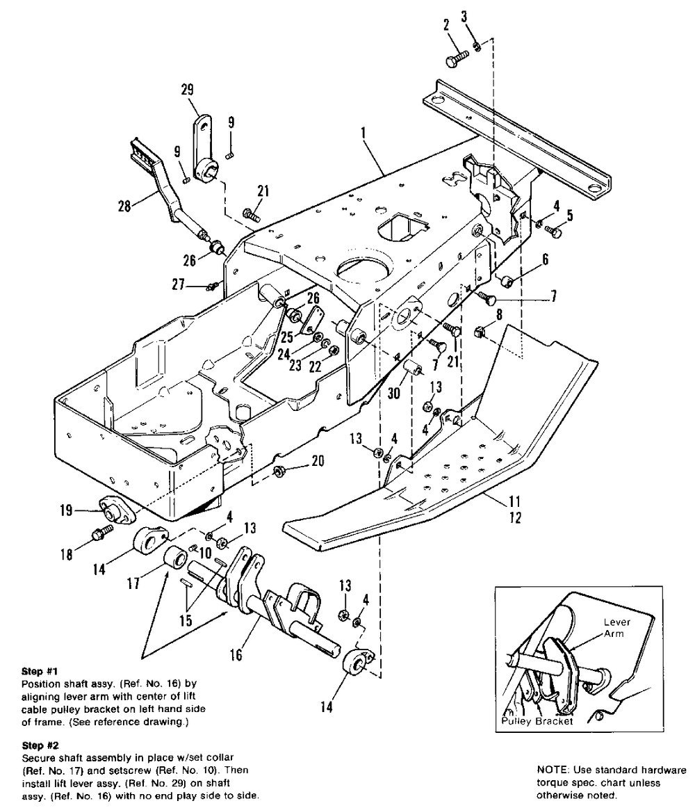 Frame And Footrest Group Diagram and Parts List for 7790H 1690890 Simplicity Lawn Tractor
