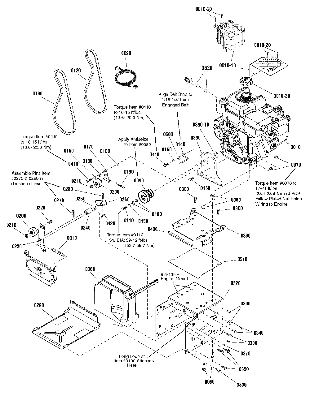 Engine And Frame Group - 11.5tp Diagram and Parts List for L1226E 1695820 Simplicity Snow Blower
