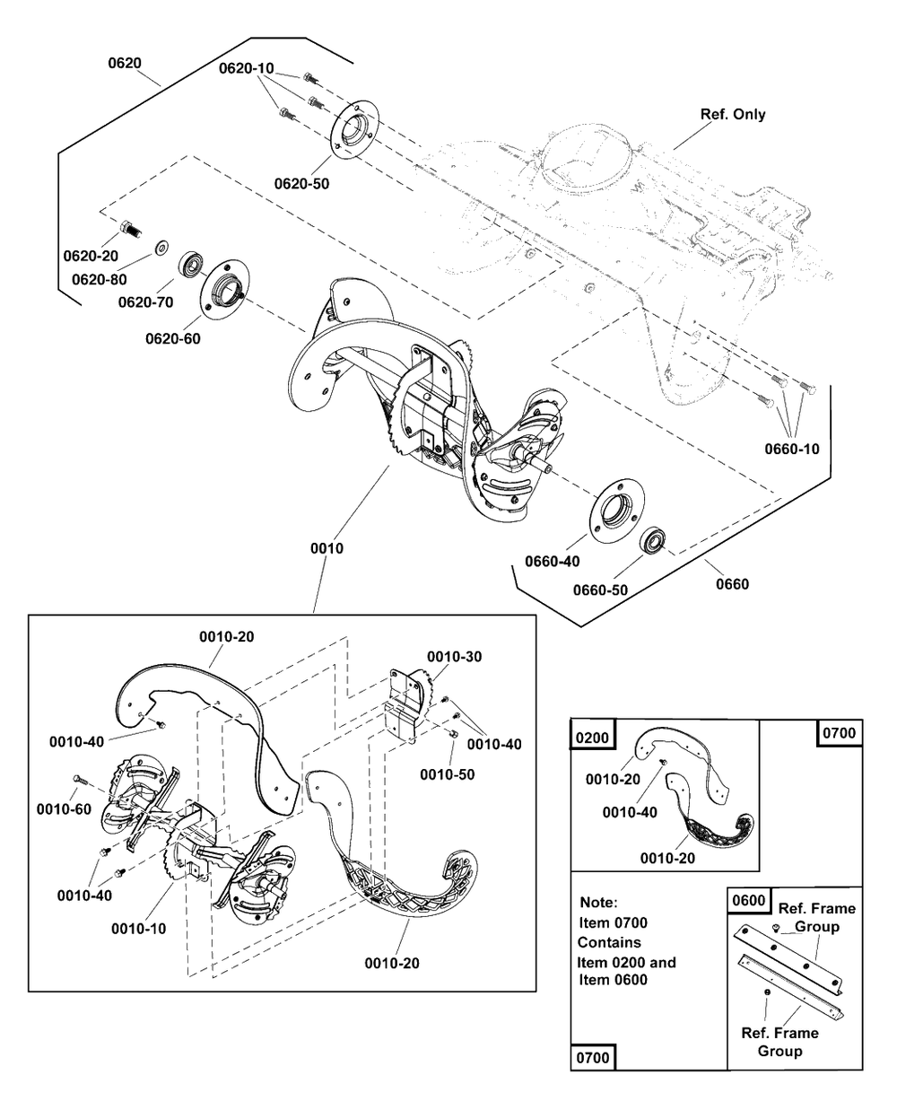 Auger Group Diagram and Parts List for 1022EE (1697295-00)(2020) Simplicity Snow Blower