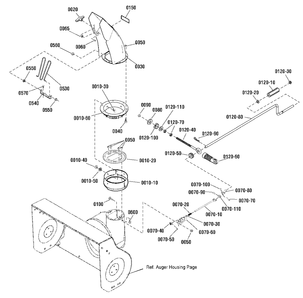 Discharge Chute Group Diagram and Parts List for H924RX 1695840 Simplicity Snow Blower