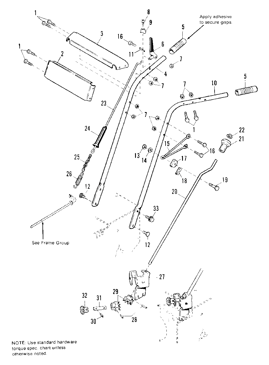 Handles And Controls Group Diagram and Parts List for 450M 1691416 Simplicity Snow Blower