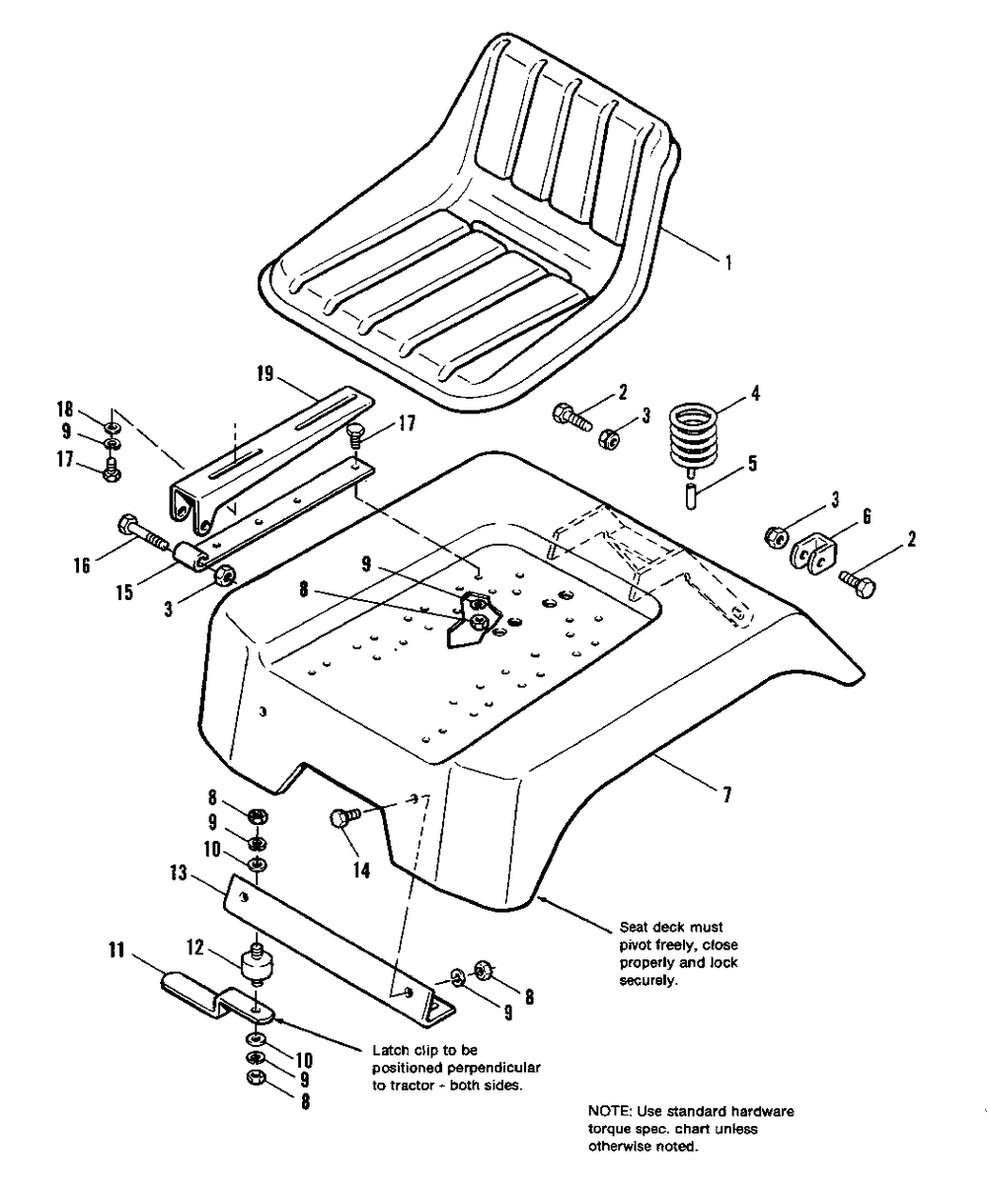 Seat And Deck Group Diagram and Parts List for 7116H 1690578 Simplicity Lawn Tractor