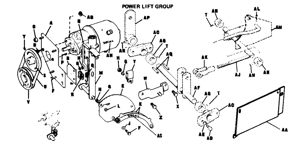 Power Lift Group - Diagram 2 Diagram and Parts List for 3112H 990500 Simplicity Lawn Tractor