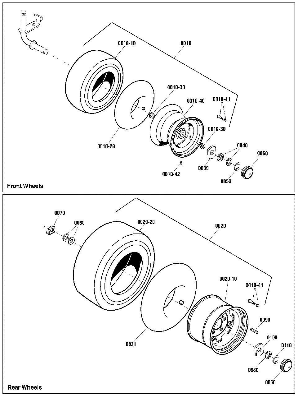 Wheels And Tires Group Diagram and Parts List for 2691670-01  Simplicity Lawn Tractor