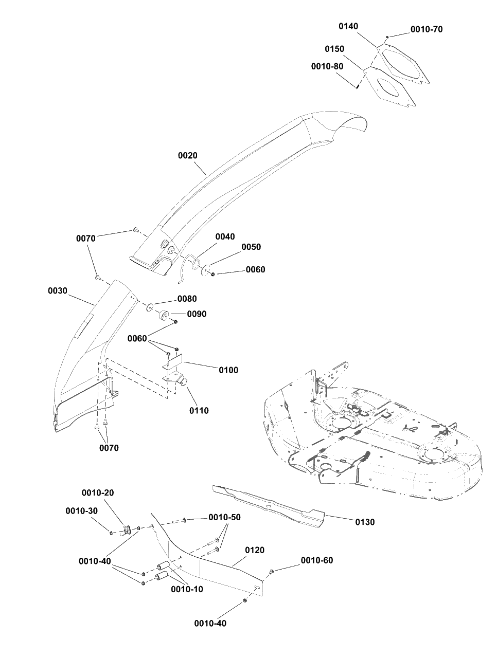 Bagging Boot And Baffle Diagram and Parts List for 1697361A-00  Simplicity Lawn Tractor Accessories