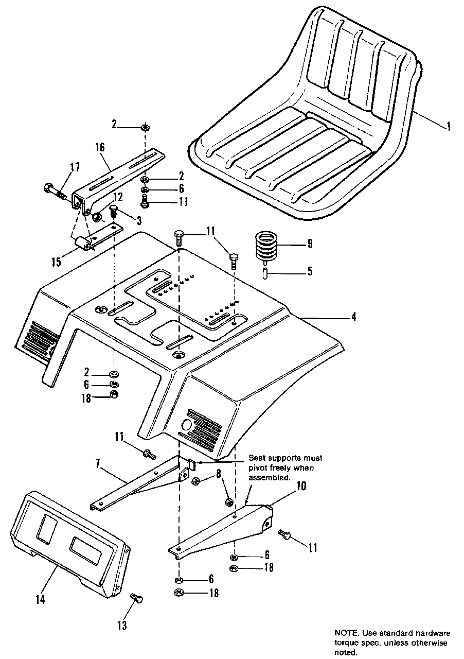 Seat Deck Group Diagram and Parts List for 6211 1690682 Simplicity Lawn Tractor