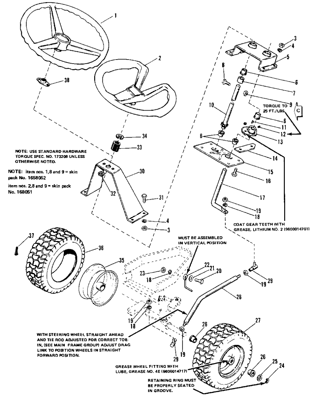 Steering And Front Tires Group (4008-4108-4208) Diagram and Parts List for 4208 1690176 Simplicity Lawn Tractor