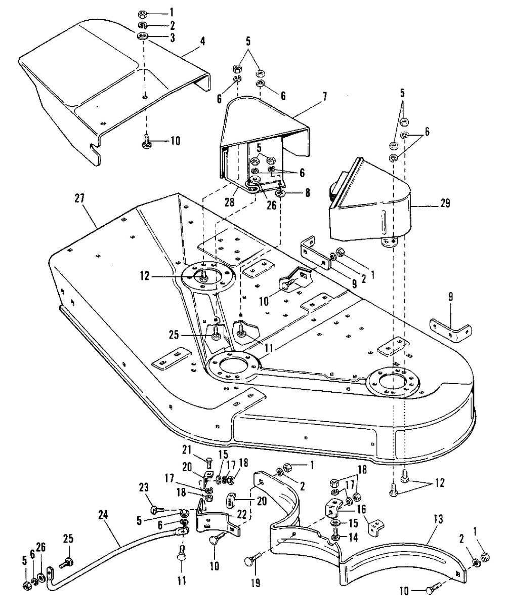 42-Inch Housing Group Diagram and Parts List for 6111 1690449 Simplicity Lawn Tractor